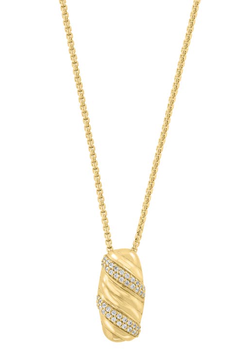 14K Gold Plated Sterling Silver Zircon Nugget Pendant Necklace
