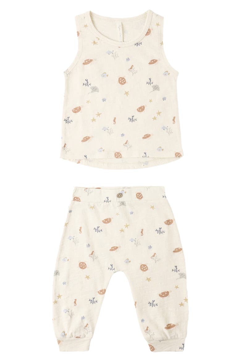Aquatic Print Tank & Pants Set, Alternate, color, NATURAL