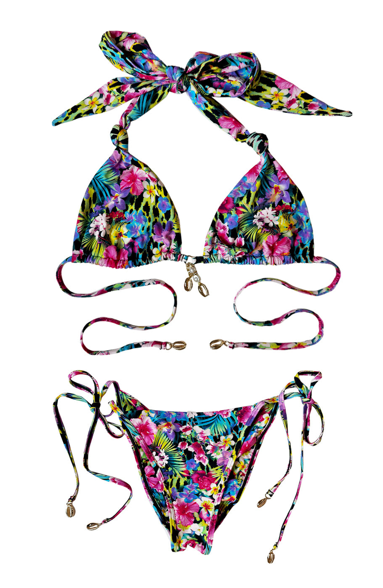 Beach Bunny Swimwear Emilia Halter Top, Alternate, color, Animal Print