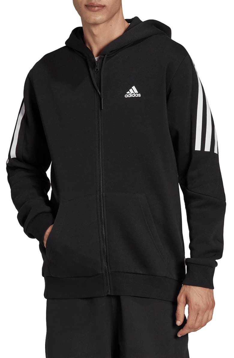 adidas Future Icons 3-Stripes Fleece Full-Zip Hoodie, Main, color,