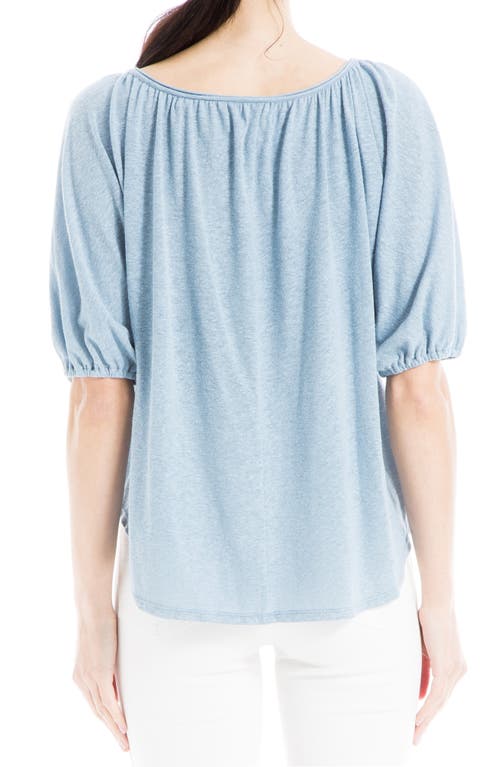 MAX STUDIO MAX STUDIO BUBBLE SLEEVE LINEN BLEND KNIT TOP