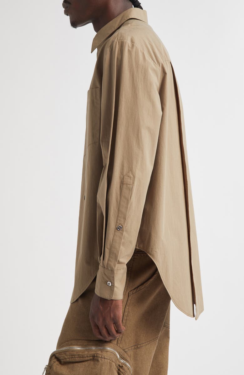 Eckhaus Latta Notebook Solid Cotton Button-Up Shirt, Alternate, color, Shroom