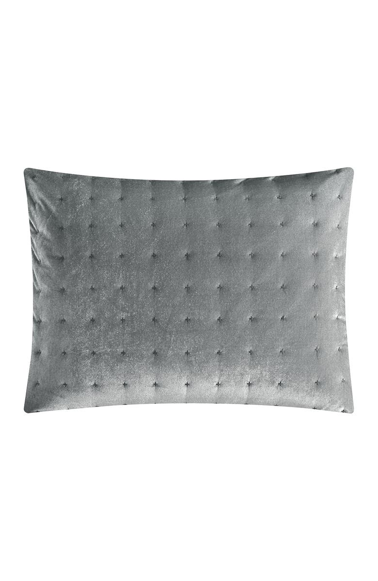 CHIC Chaya Rich Quilted Hand-Stitched Velvet King Comforter Set - Grey, Alternate, color,