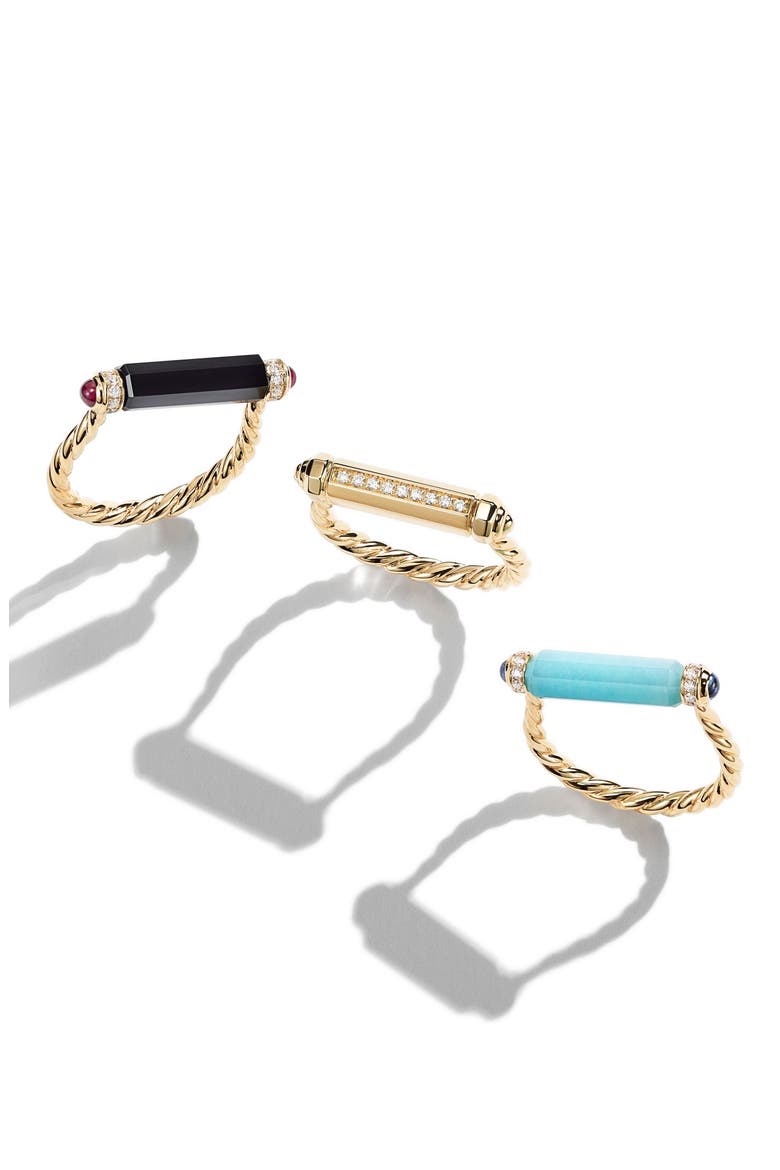 Barrels Ring with Diamonds in 18K Gold, Alternate, color, BLACK ONYX