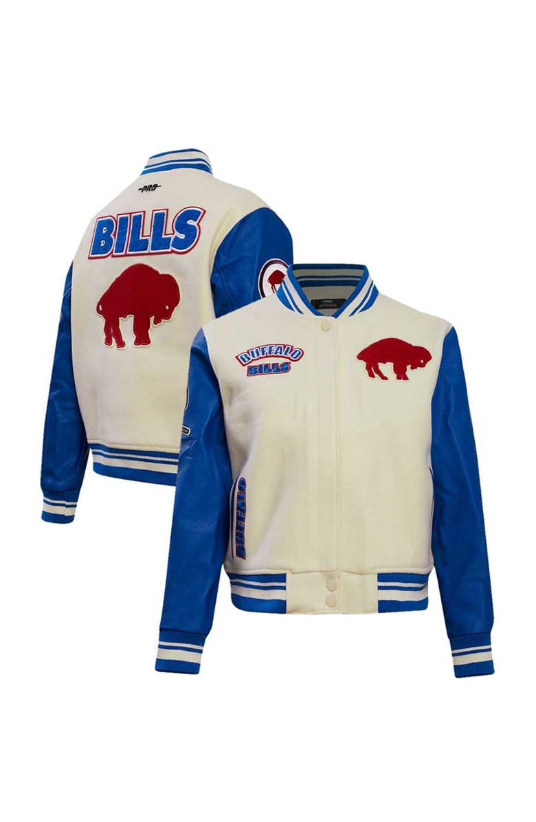 PRO STANDARD Women's Pro Standard  Cream Buffalo Bills Retro Classic Vintage Full-Zip Varsity Jacket, Main, color, 