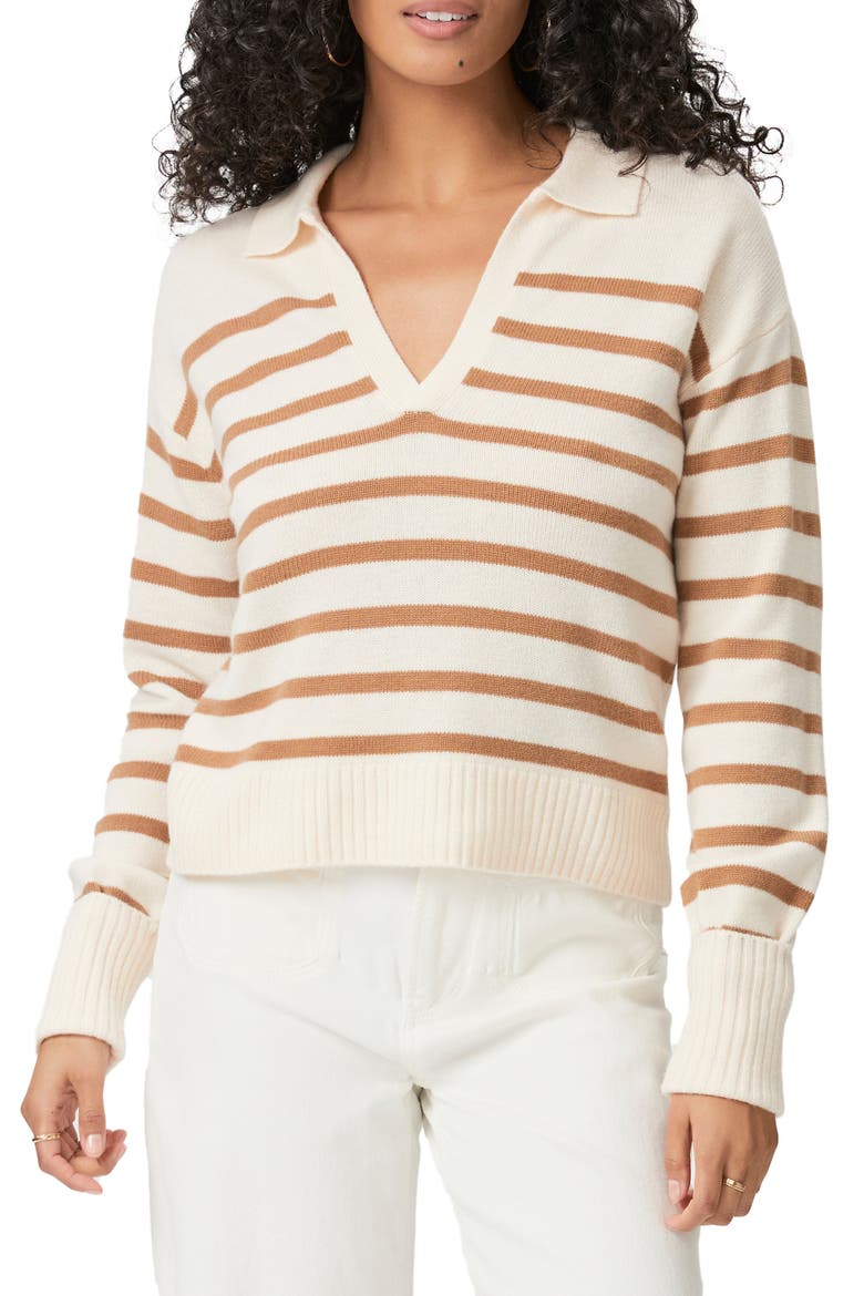 Maxie Johnny Collar Sweater, Main, color, CREAM MULTI