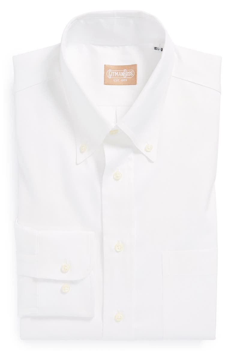 Regular Fit Pinpoint Cotton Oxford Button Down Dress Shirt, Main, color, WHITE