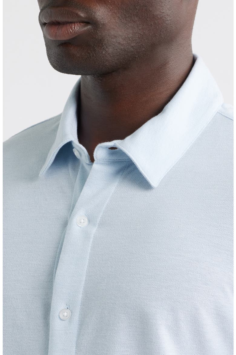 Cotton Piqué Knit Button-Up Shirt, Alternate, color, OXFORD BLUE