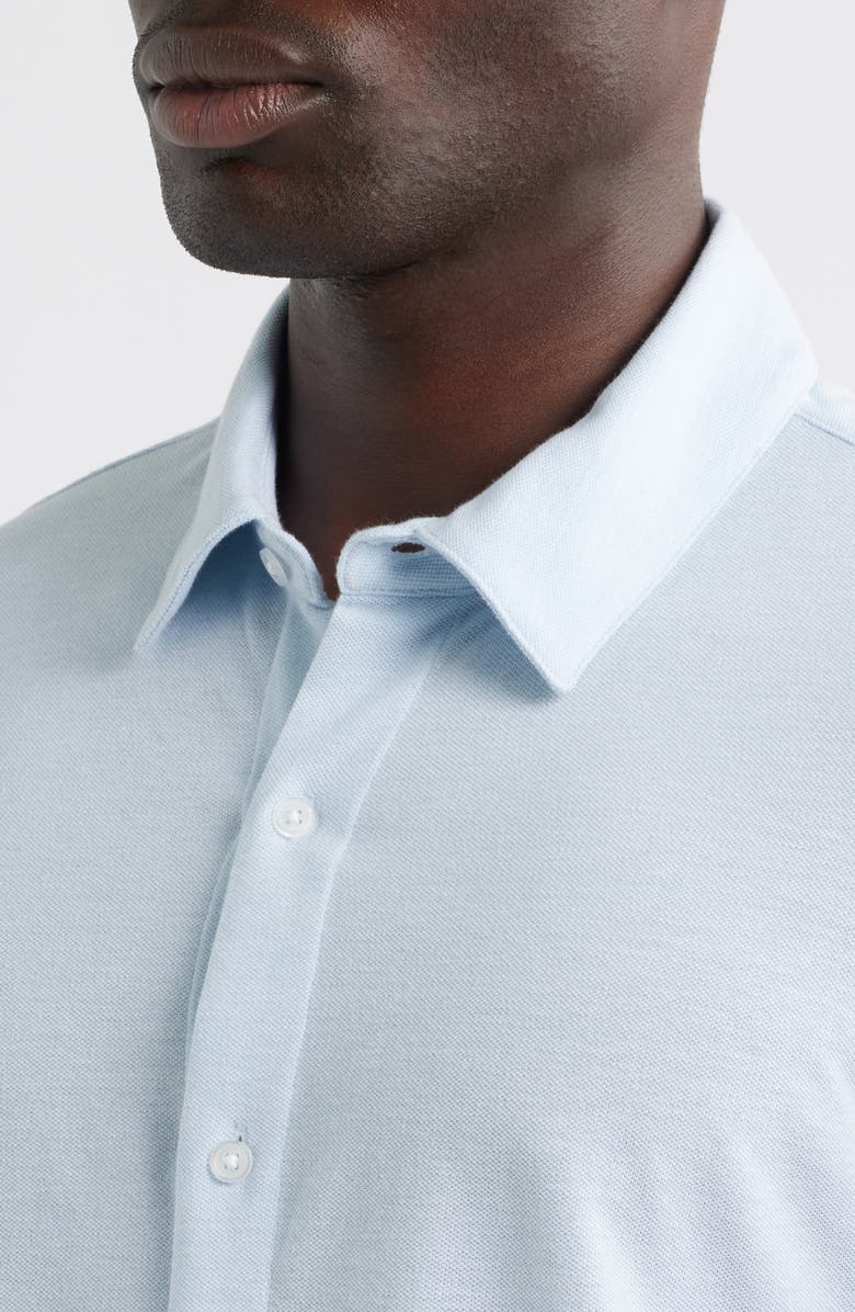 Cotton Piqué Knit Button-Up Shirt