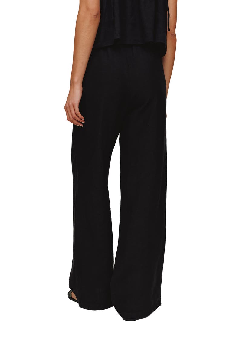 Beaded Drawstring Linen Blend Beach Pants, Alternate, color, BLACK