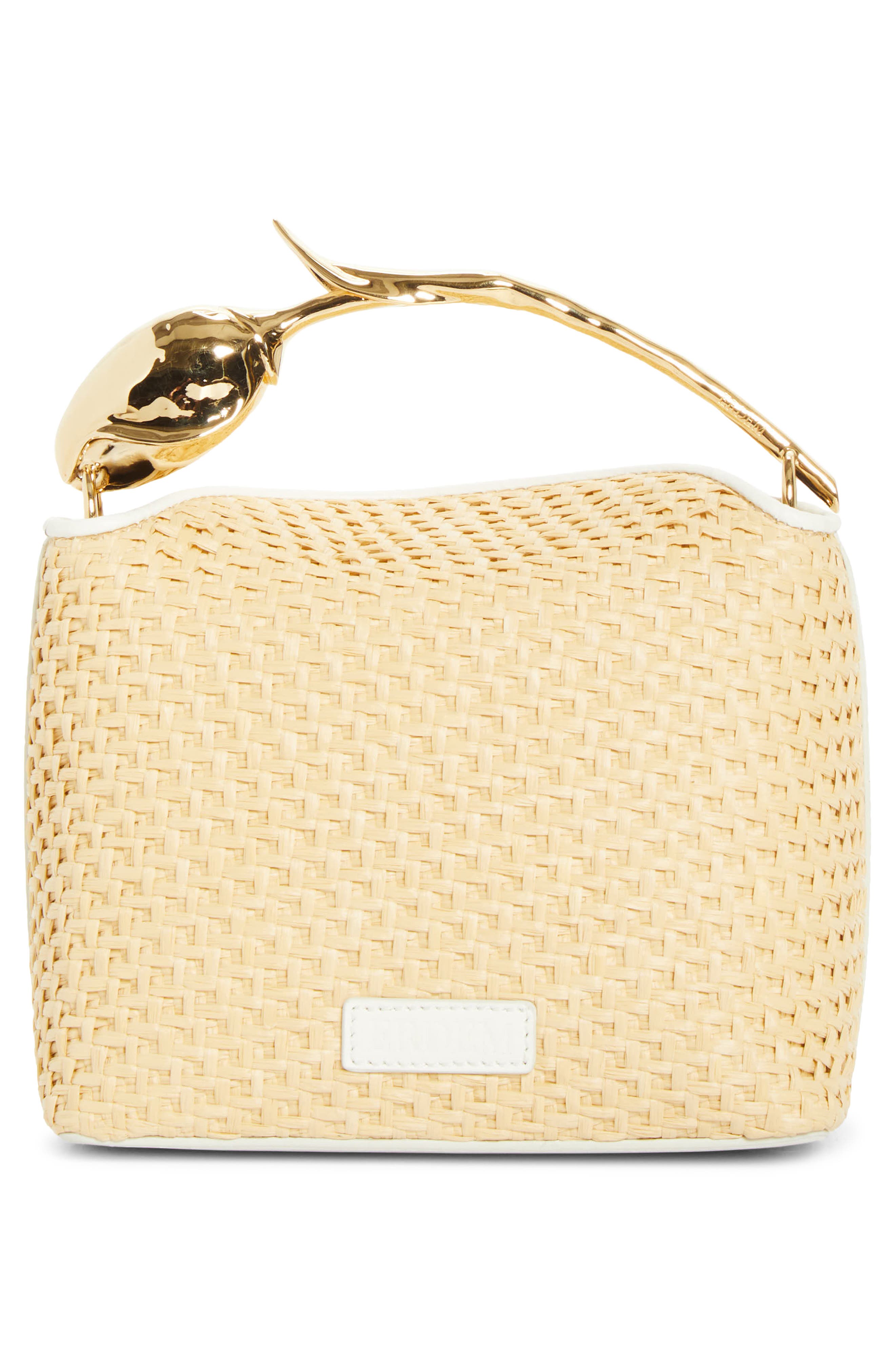 Erdem Mini Bloom Raffia Handbag, Alternate, color, Rose Ditsy Porcelain