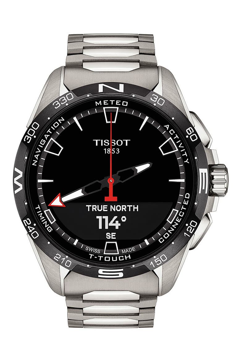 T-Touch Connect Solar Smart Bracelet Watch, 47.5mm, Alternate, color, SILVER