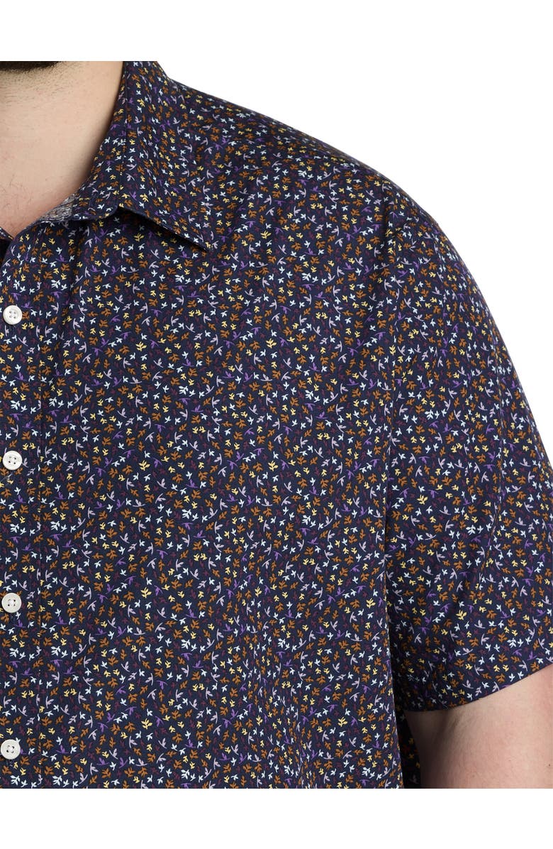 True Nation by DXL Leaf Print Sport Shirt, Alternate, color, Navy