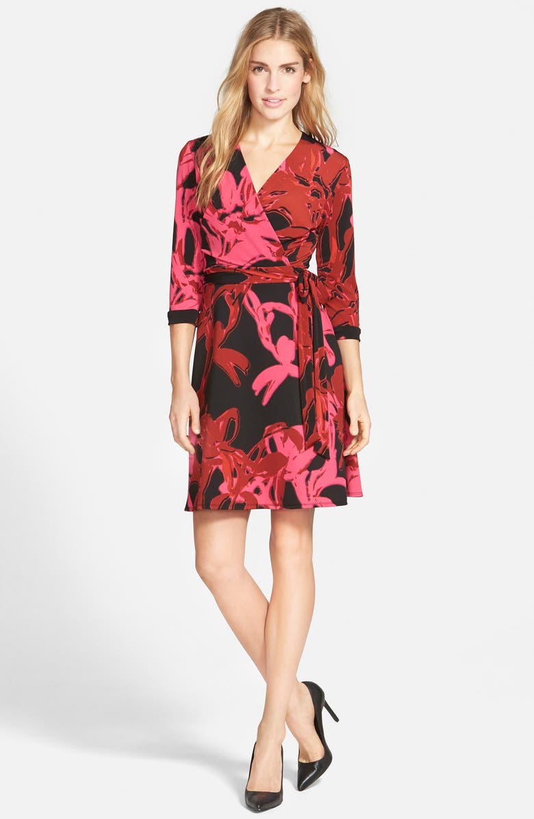 Taylor Dresses MIXED MEDIA PRINTED WRAP DRESS, Alternate, color, 