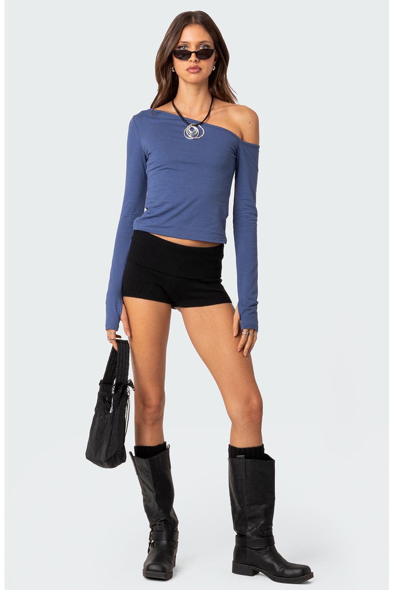 Swan One-Shoulder Top, Alternate, color, BLUE