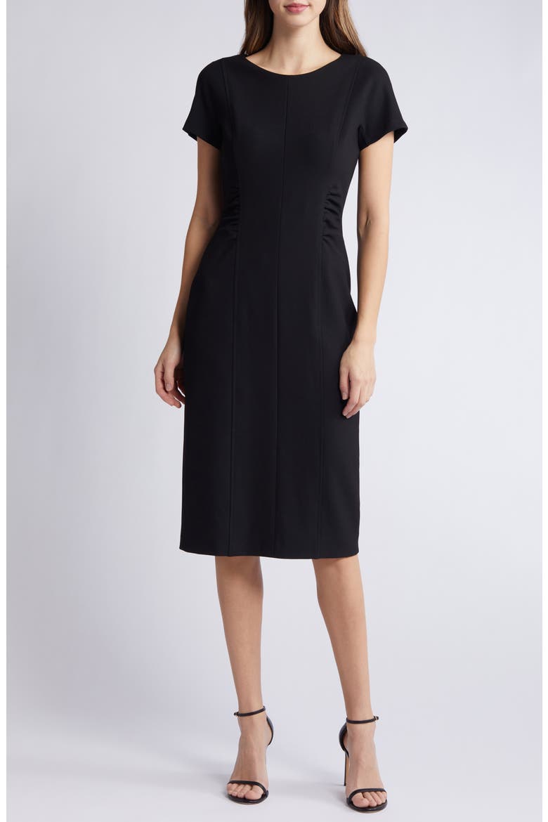 Dakela Ruched Sheath Dress, Main, color, BLACK