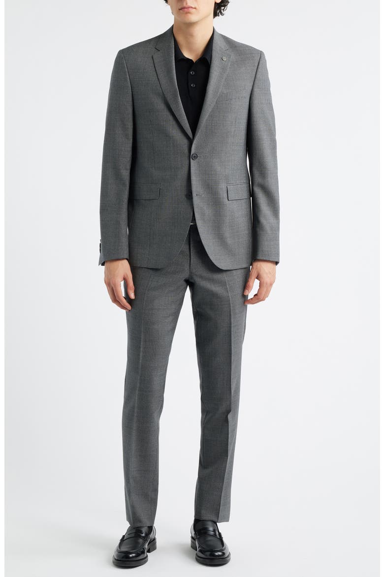 Ross Slim Fit Tick Weave Wool Suit, Alternate, color, GREY