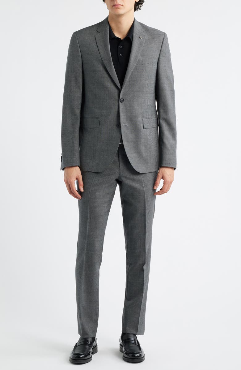 AllSaints Ross Slim Fit Tick Weave Wool Suit, Alternate, color, Grey