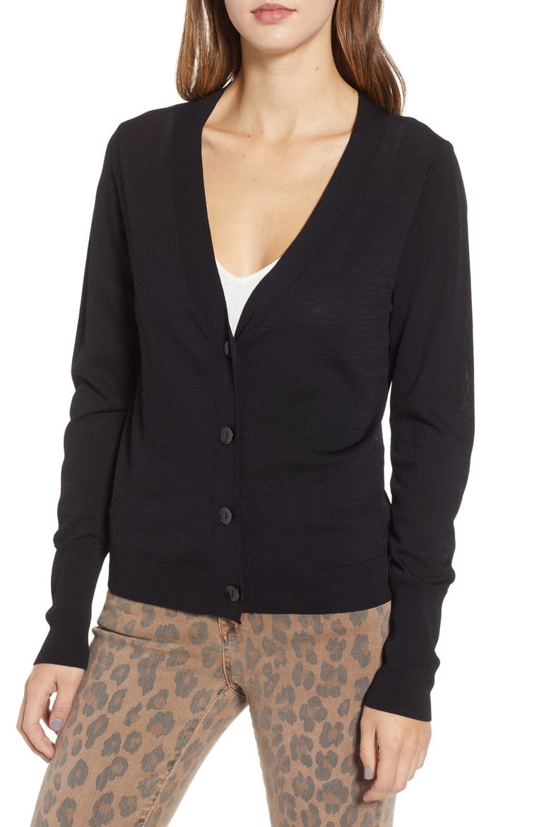 Slim Cardigan, Alternate, color, BLACK