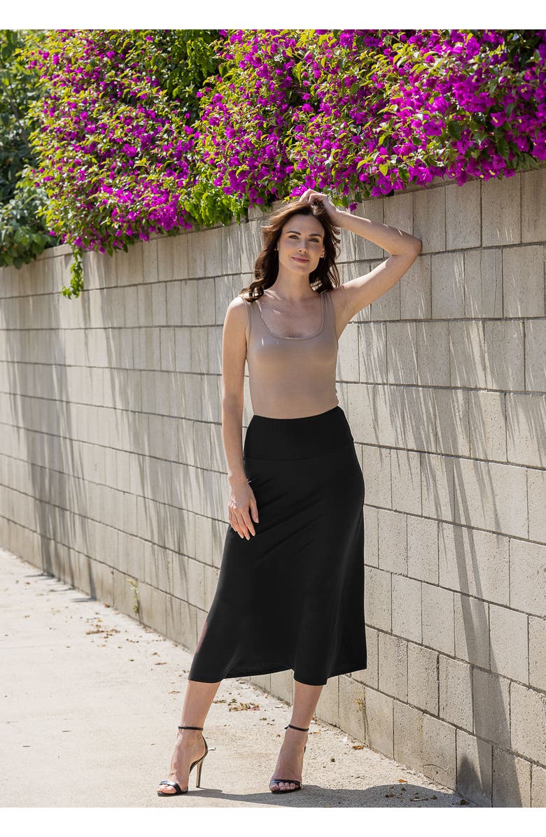 24seven Comfort Apparel Elastic Waist Maxi Skirt, Alternate, color, Black