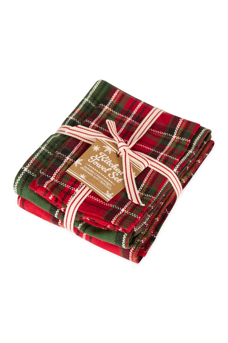 Boughs of Holly Plaid Heavyweight Kitchen Set of 3, Alternate, color, Boughs of Holly Plaids