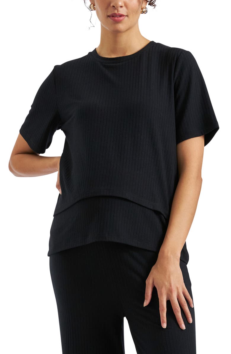 Ripe Maternity Mike Rib Nursing Top, Main, color, Black