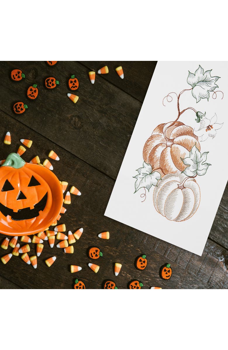 C&F Home Pumpkins on Vine Harvest Fall Autumn Kitchen Dishtowel, Alternate, color, White