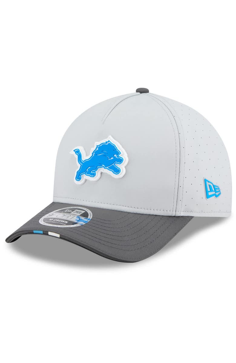 New Era Men's New Era  Gray/Graphite Detroit Lions 2025 NFL Training Camp A-Frame 9FORTY Adjustable Hat, Main, color, 