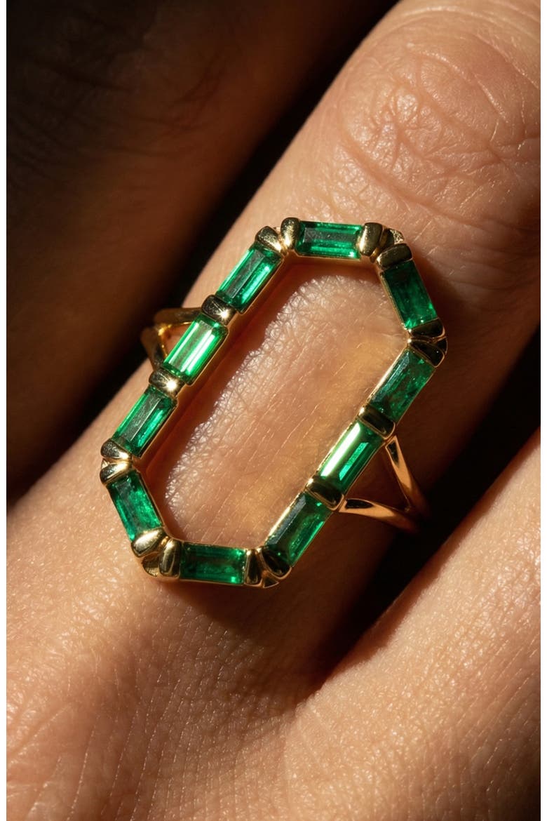 The James Ring, Alternate, color, Gold/Emerald CZ