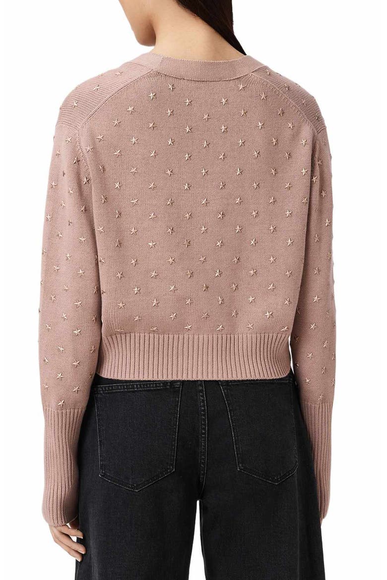 Mazy Star Studded Cotton Cardigan, Alternate, color, ROSE SMOKE PINK