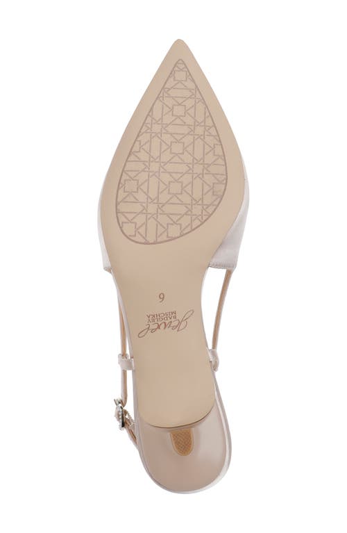 Jewel Badgley Mischka Krystia Slingback Pointed Toe Kitten Heel Pump In Champagne Satin