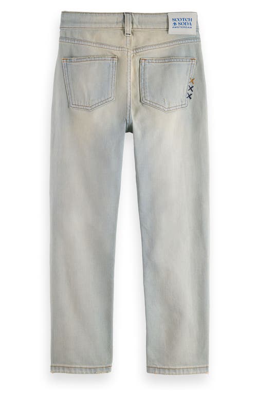 Scotch & Soda Kids' The Dean Rip & Repair Loose Tapered Jeans In Blue