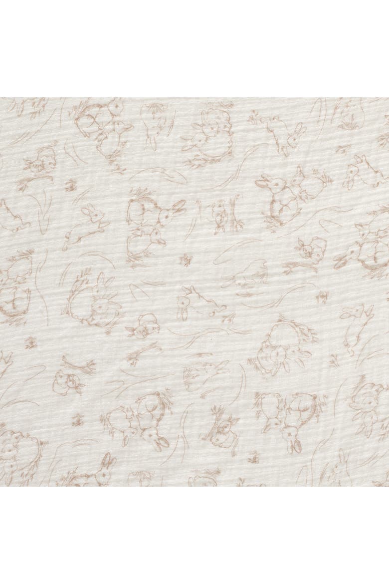 Signature Organic Cotton Muslin Bunny Fitted Crib/Toddler Sheet, Alternate, color, White