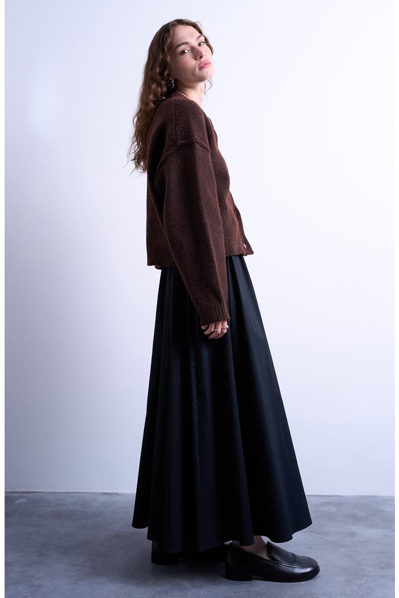 Stretch Cotton Twill A-Line Skirt, Alternate, color, BLACK