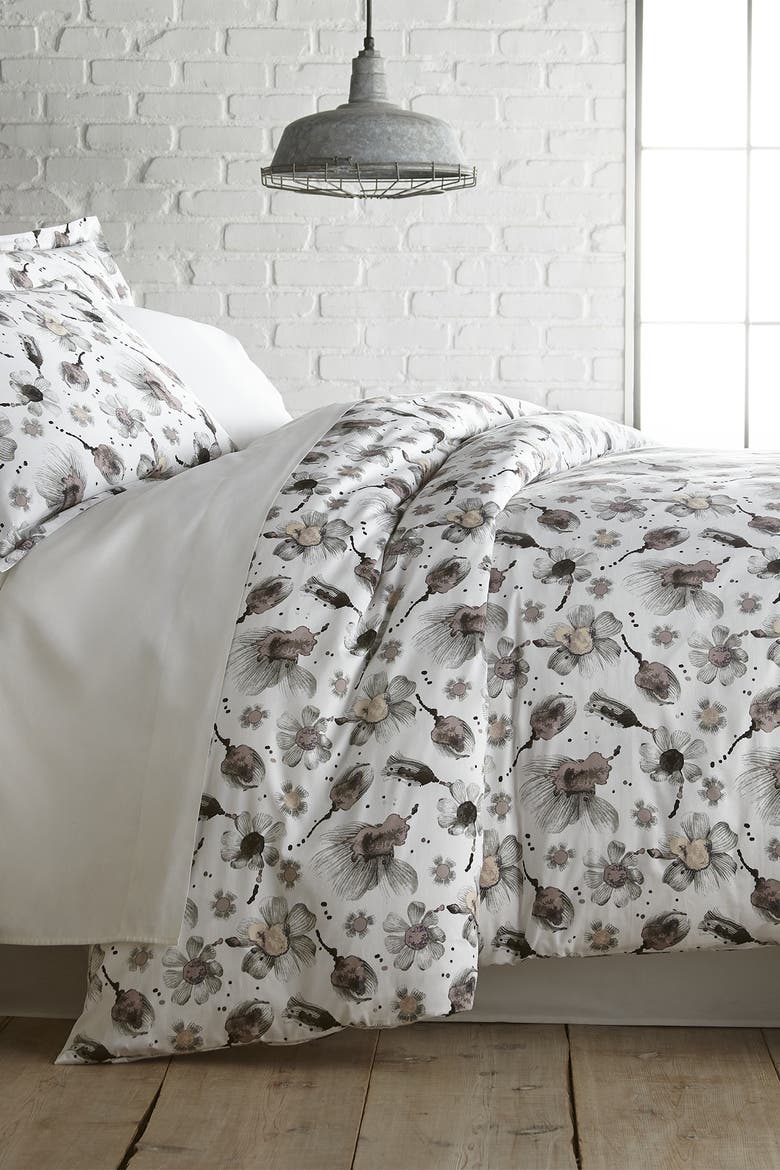 Premium Collection Ultra-Soft 300 Thread-Count Cotton Duvet Cover Set, Main, color, WATERCOLOR SYMPHONY GREY