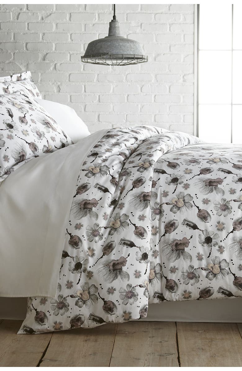 SOUTHSHORE FINE LINENS Premium Collection Ultra-Soft 300 Thread-Count Cotton Duvet Cover Set, Main, color, Watercolor Symphony Grey