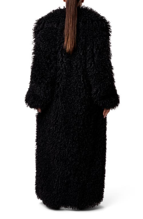 Naked Wardrobe Faux Shearling Coat In Black