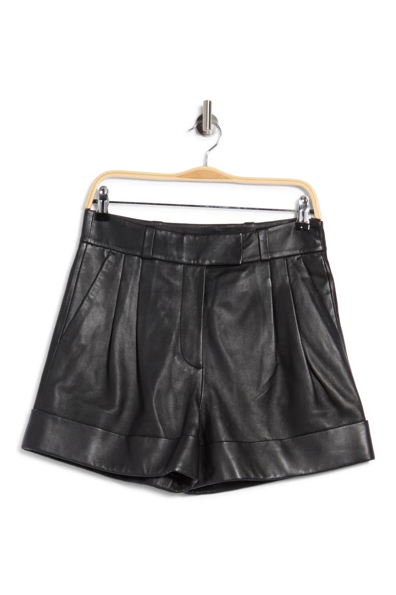 Neila Leather Shorts, Main, color, BLACK