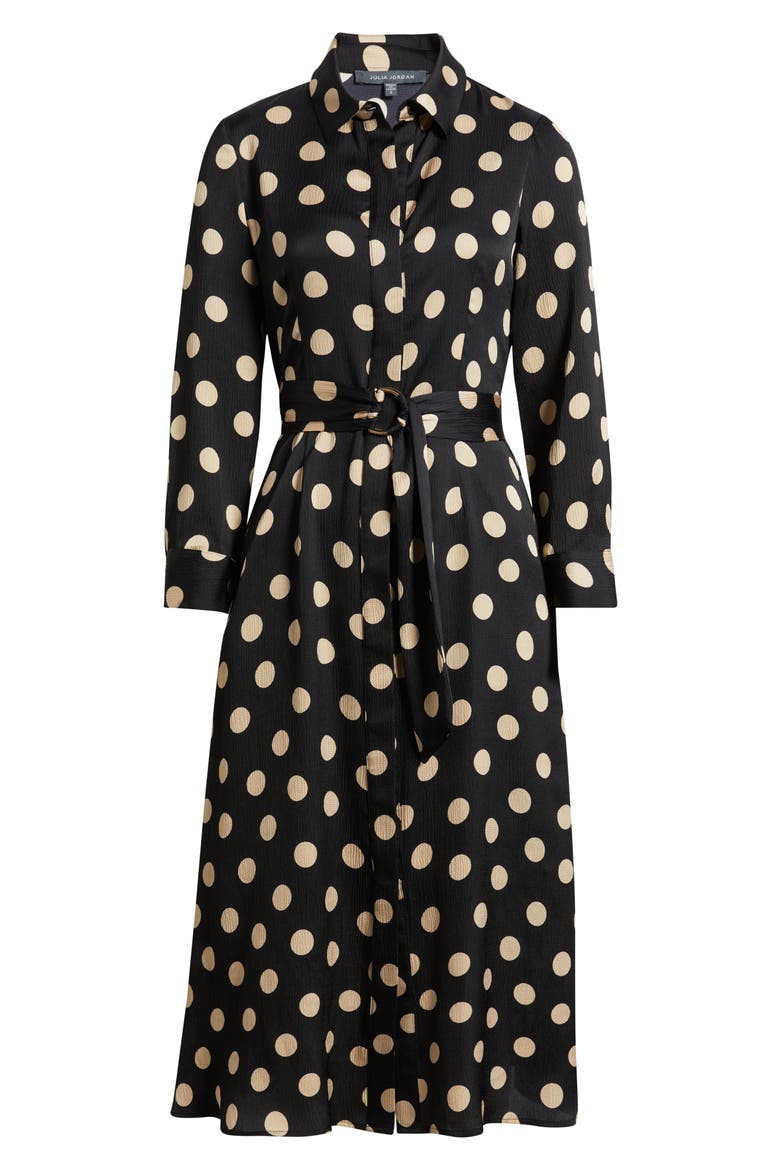 Polka Dot Long Sleeve Midi Shirtdress, Alternate, color, BLACK MULTI