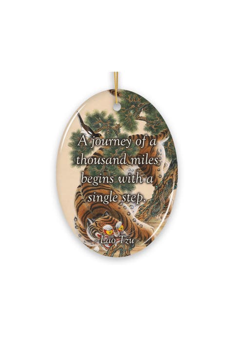 Lao Tzu Journey Quote Tiger And Pine Oval Ornament