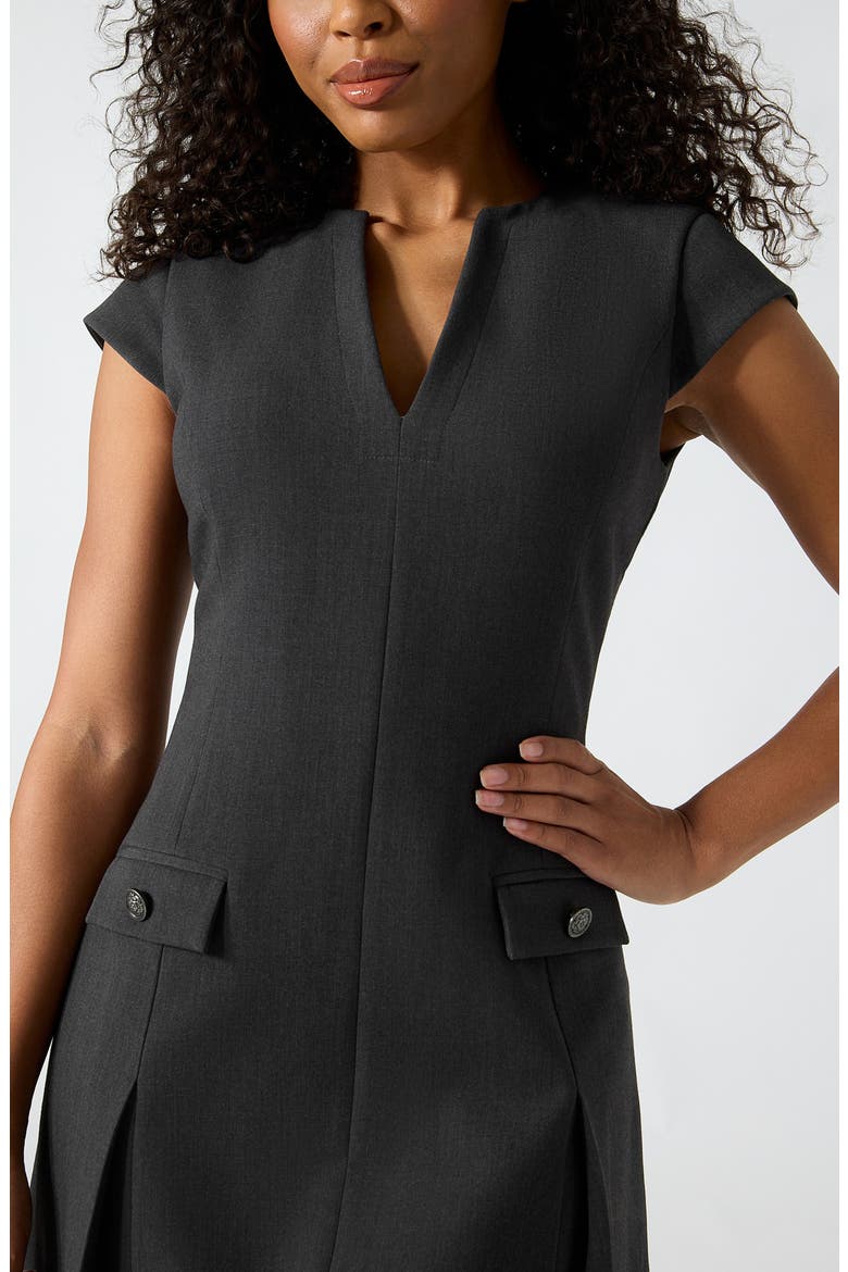 Joandra Pleated Minidress, Alternate, color, DARK GREY MELANGE