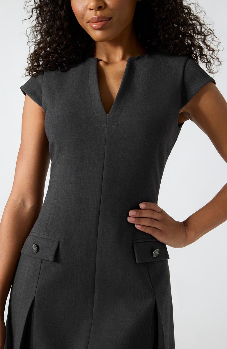 GUESS Joandra Pleated Minidress, Alternate, color, Dark Grey Melange