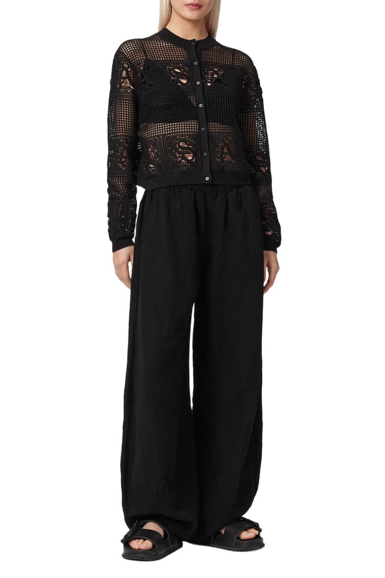 Kyra Mesh Cardigan, Alternate, color, BLACK