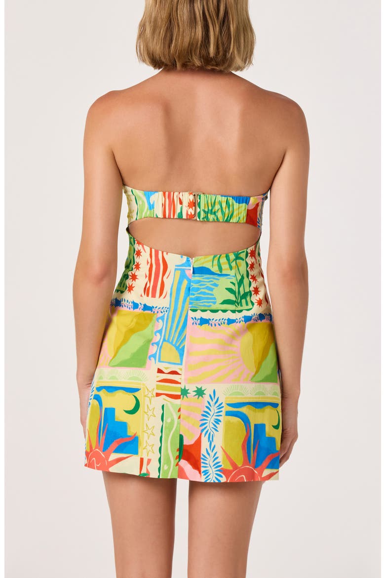Fatima Strapless Minidress, Alternate, color, SUNSET OASIS