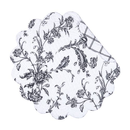 C & F Home C&f Home Bleighton Black Round Cotton Placemat Machine Washable Set Of 6 In White