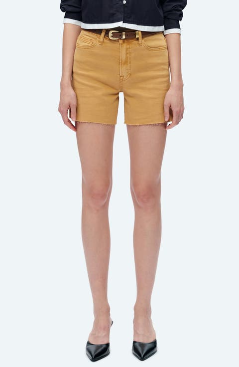 High Waist Denim Shorts (Yellow Ochre)