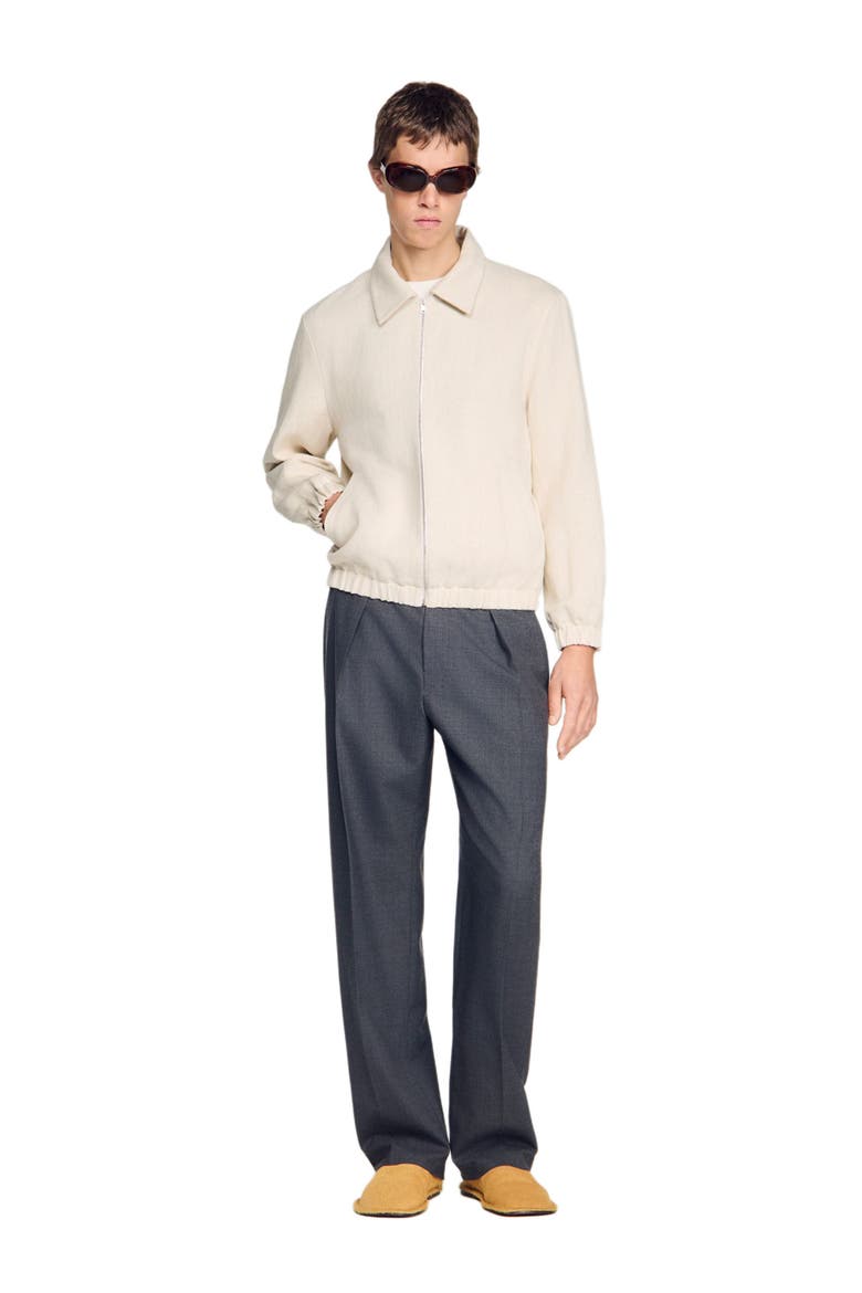 Cotton zip-up jacket, Alternate, color, Ecru
