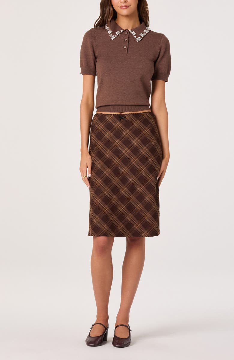 ASTR the Label Plaid Slip Skirt, Alternate, color, Brown Plaid