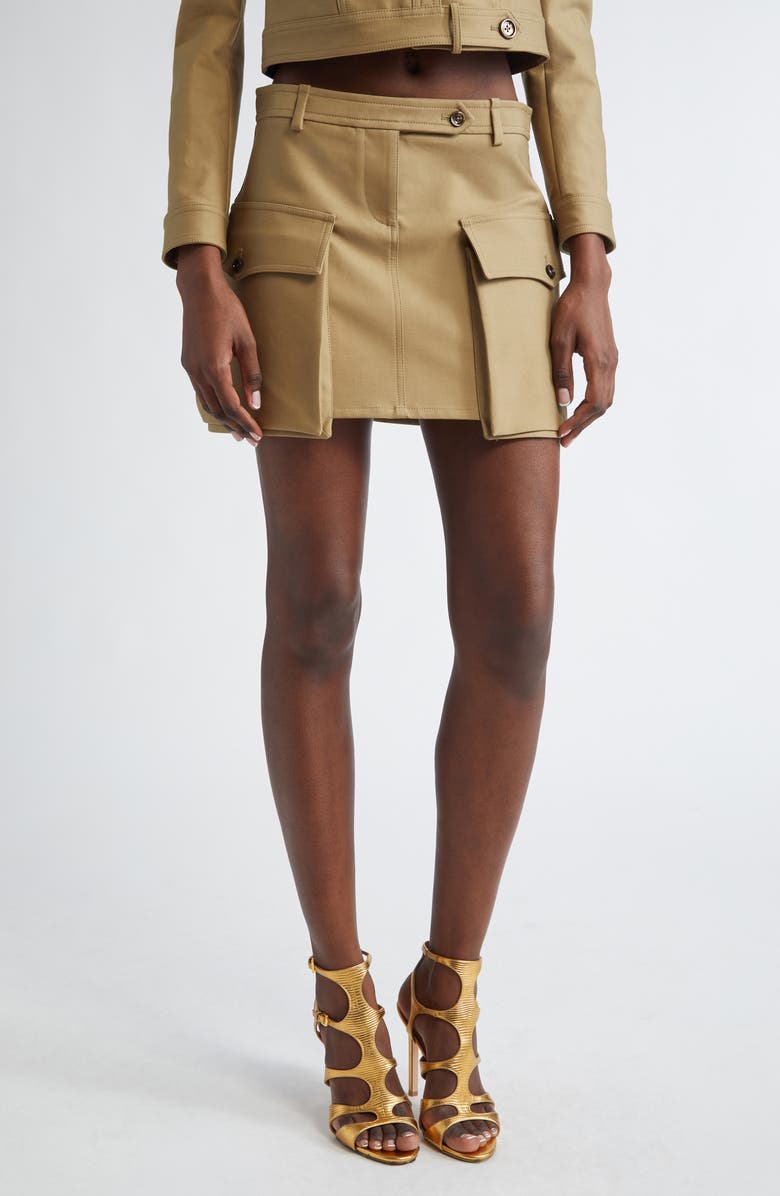 TOM FORD Stretch Tricotine Cargo Miniskirt, Main, color, 