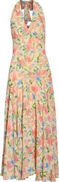 Reformation Briony Floral Halter Neck Maxi Dress